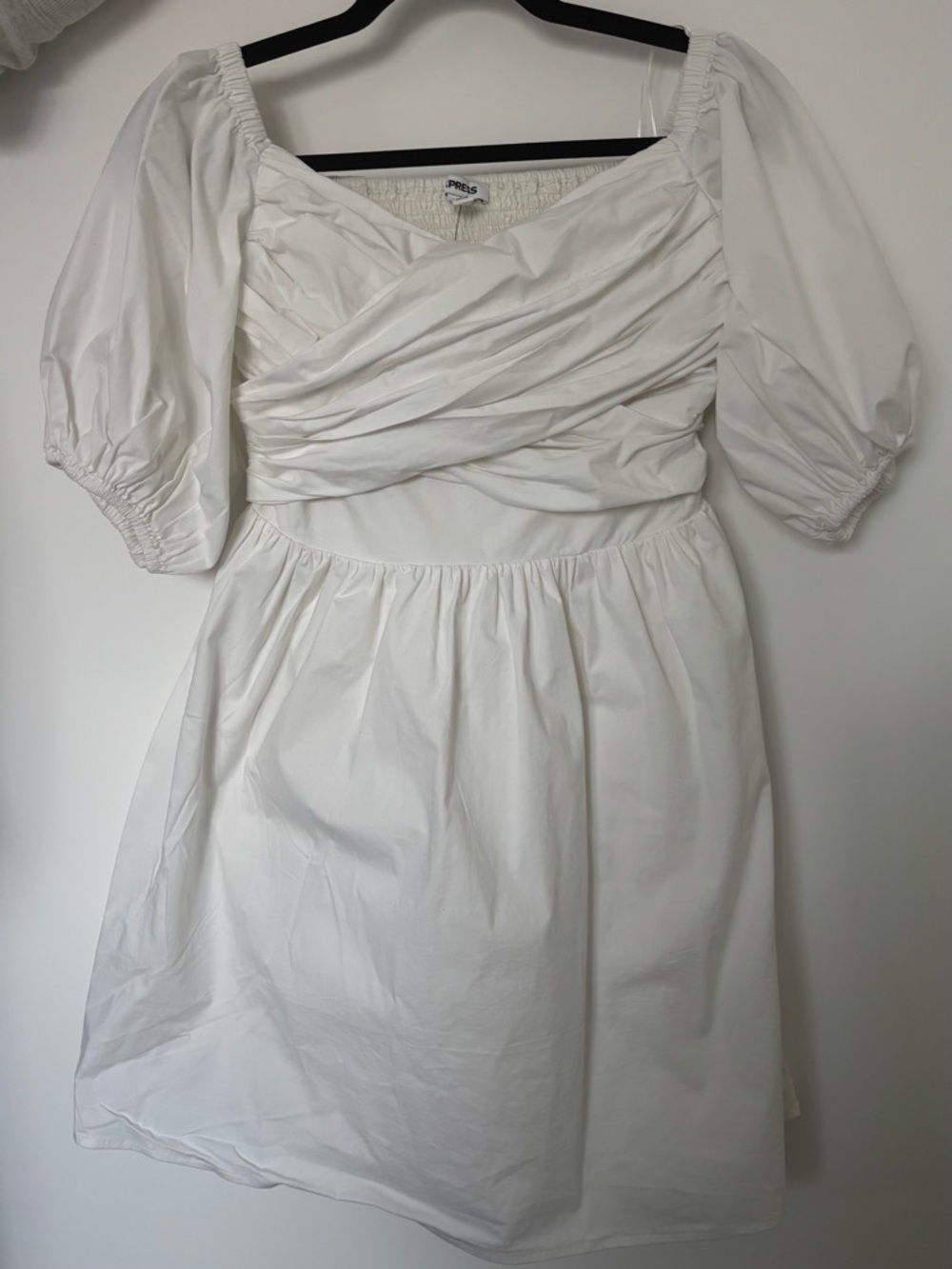 Express White Off Shoulder Puff Sleeve Dress Size S NWT - Picture 2 of 6